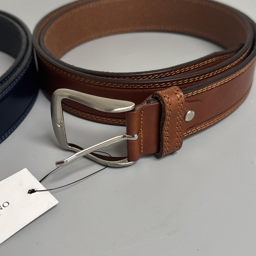 Lot 2 NWT De Martino Sorrento Genuine Leather Belts Blue Brown Size 45 Italy - Picture 5 of 7